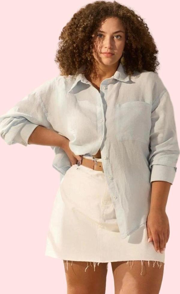Kadın Büyük Beden Oversize Keten Gömlek Günlük Stil Özel Günler Yaz Aylarının Vazgeçilmezi - Image 1