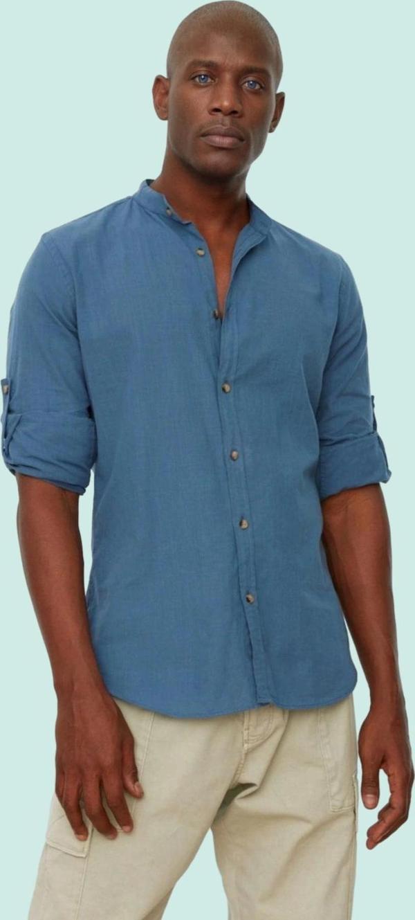 Erkek Basic Slim Fit Hakim Yaka Pamuklu Günlük Gömlek Hafta Sonu Yaz Aylarının Vazgeçilmezi - Image 1