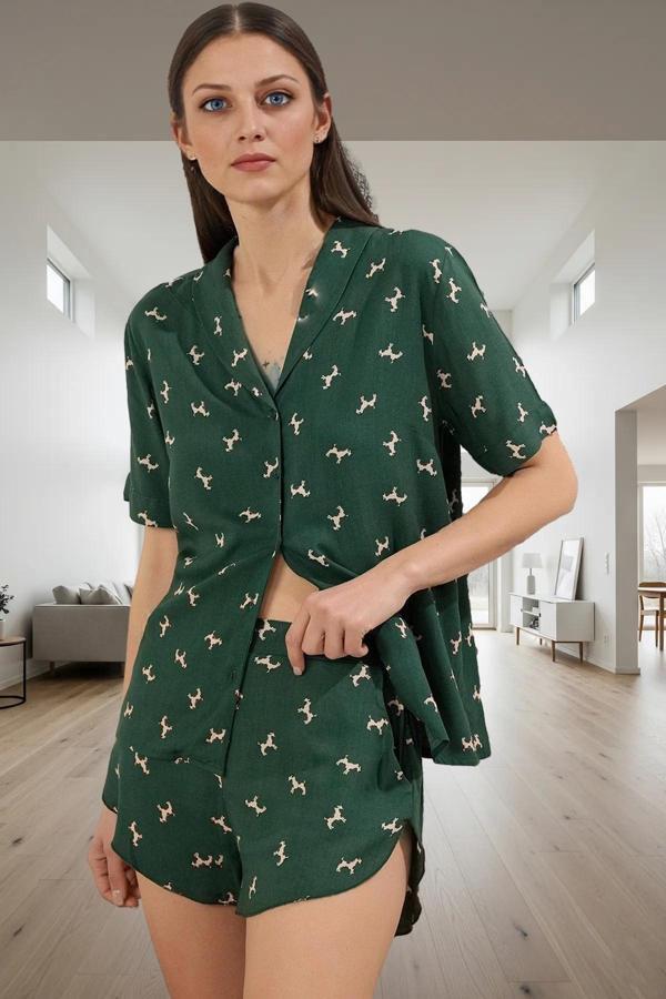 Pamuklu Köpek Desenli Rahat Pijama Takımı Evde Şıklık Özenle Seçilmiş Konforlu Kesim - Image 1