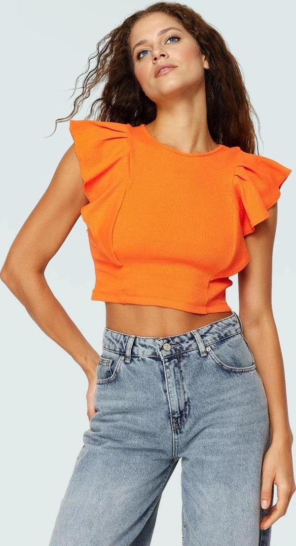 Fitted Crop Bluz Örme Kumaş Büzgülü Kollarla Rahat Şıklık Profesyonel Görünüm Seçkin Malzeme - Image 1