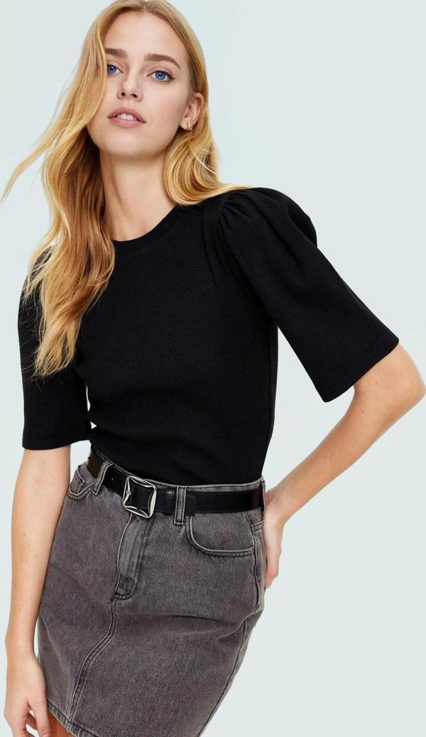 Rahat Yazlık Bluz Bisiklet Yaka Balon Kol Örme Kumaş Özel Tasarım Mükemmel Uyum - Image 1