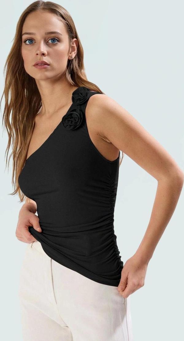 Tek Kol Kolsuz Fitted Örme Bluz Şık Tasarım Yaz İçin Premium Kalite Zarifane - Image 1
