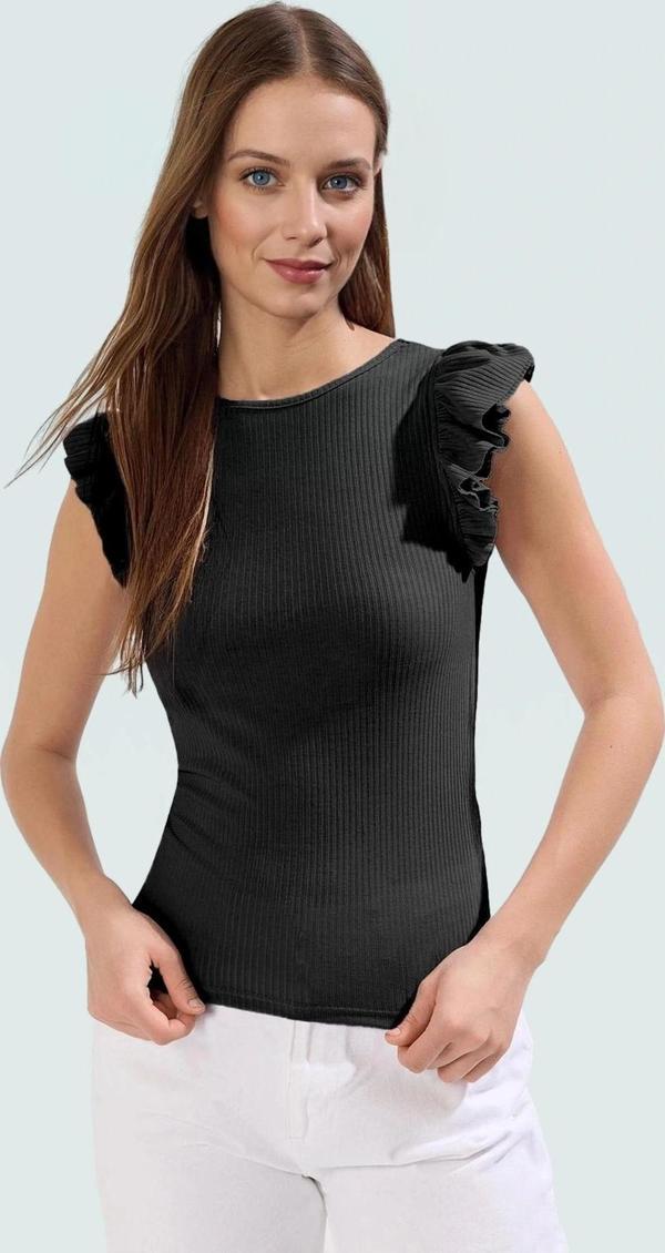 Kaşkorse Örme Bluz Kısa Kollu Renk Fitted Kalıp Günlük Rahat Kullanım Zarifane Tasarım - Image 1