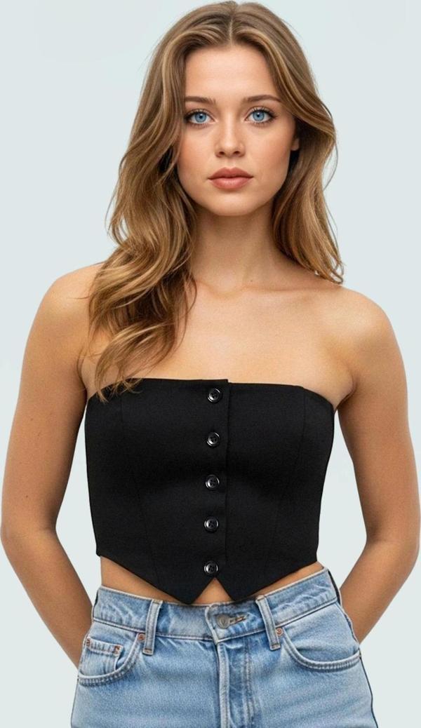 Crop Bluz İnce Askılı Straplez Dokuma Kumaş Bodycon Konforlu Kesim Günlük Kullanım İçin - Image 1