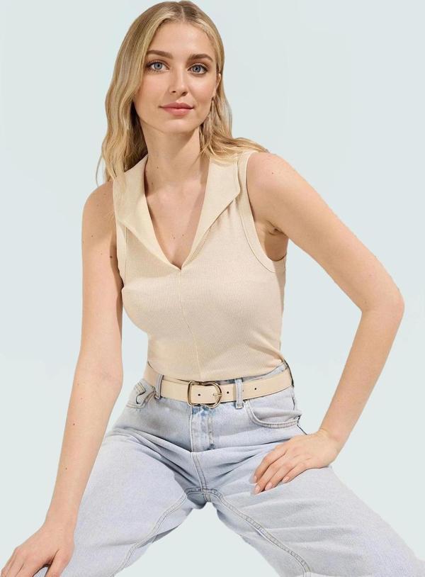Yazlık Kolsuz Kaşkorse Bluz Rahat Kalıp Pamuklu Kumaş Günlük Stil Modern Yüksek Kalite - Image 1