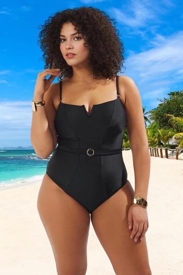 Konforlu Plus Size Mayo Tasarım Büyük Beden Plaj Kıyafeti Tam Destek - Image 1