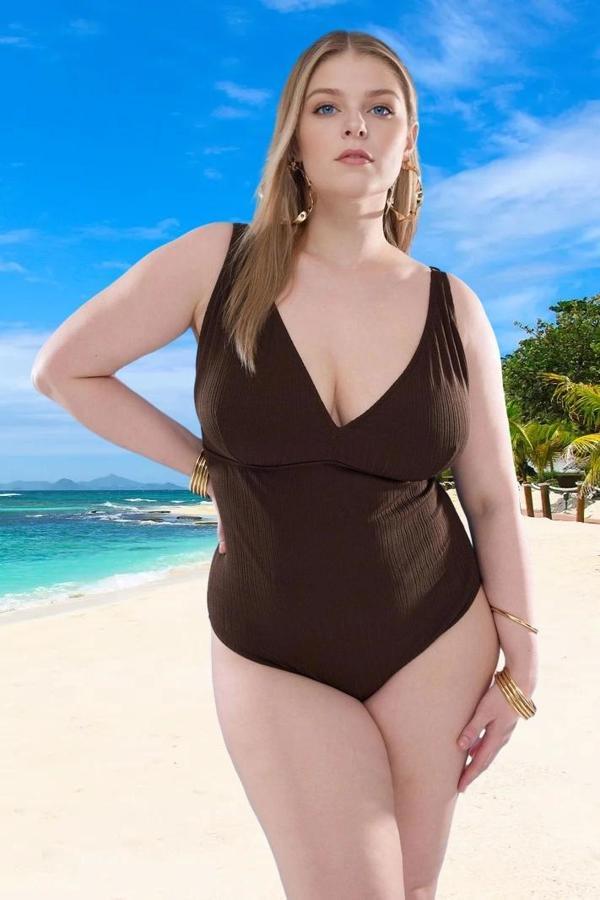 Konforlu Plus Size Mayo Tasarım Büyük Beden Hızlı Kuruyan Şık Detaylı Tam Destek - Image 1
