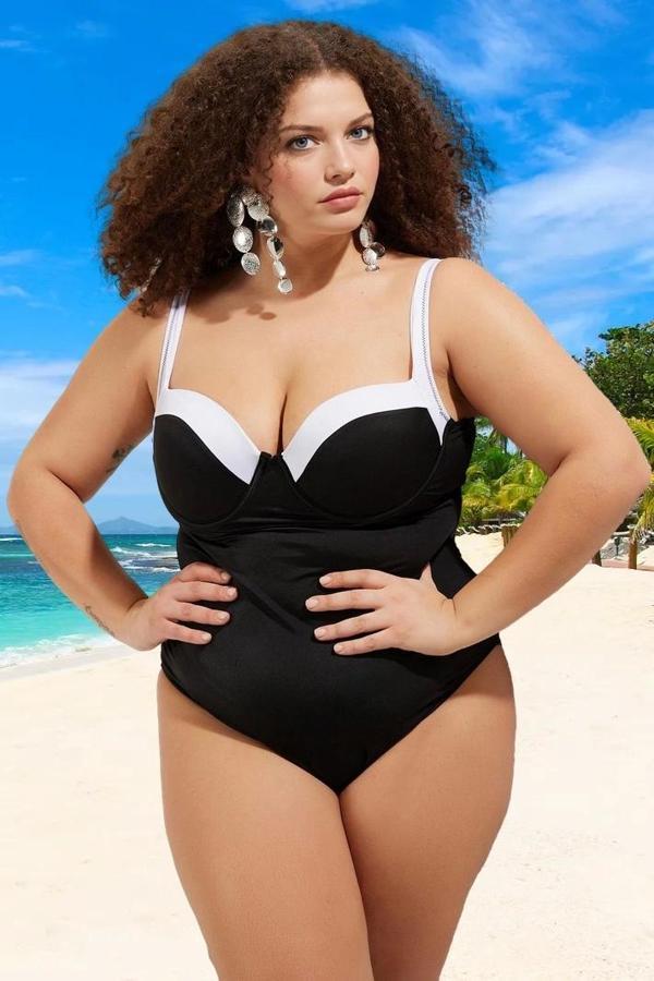 Konforlu Plus Size Mayo Tasarım Büyük Beden Plaj Ve Havuz İçin Klora Dayanıklı Yüksek Konfor - Image 1