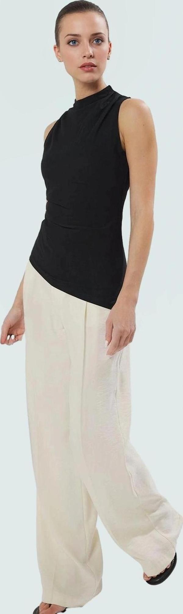 Paper Touch Örme Bluz Renk Asimetrik Kesim Dik Yaka Rahat Kullanım Seçkin Malzeme - Image 1