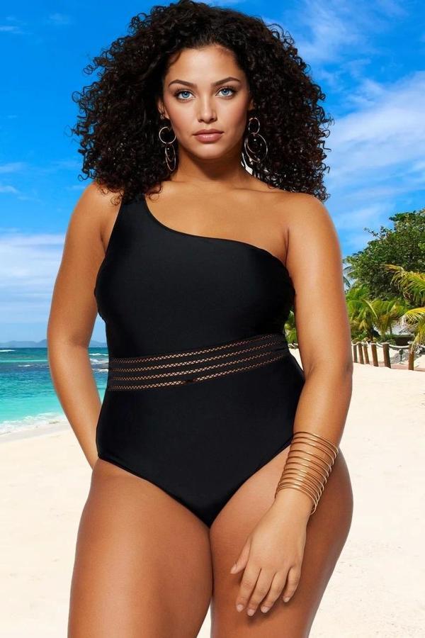 Konforlu Plus Size Mayo Tasarım Büyük Beden Deniz Kıyafeti Esnek Kumaş - Image 1