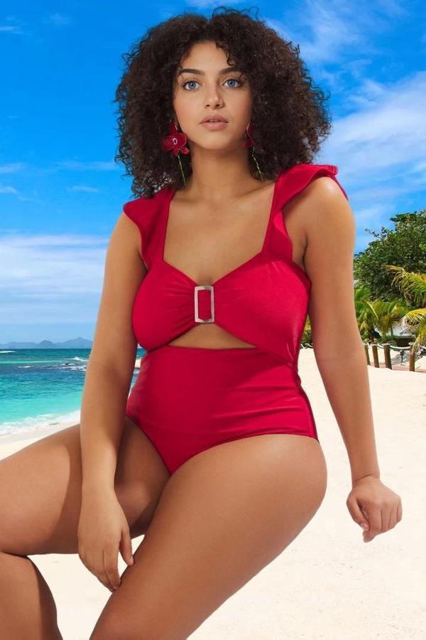 Konforlu Plus Size Mayo Tasarım Büyük Beden Esnek Kumaş Plaj Ve Havuz İçin Şık Detaylı - Image 1