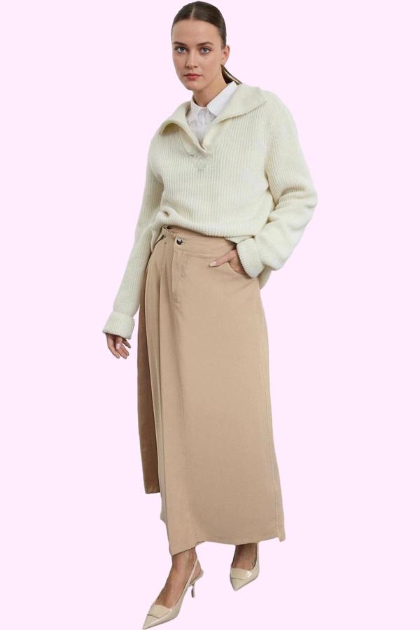 Kadın A line Gabardin Etek Maxi Boy Casual Günlük Kombinler İçin Yaz Aylarının Vazgeçilmezi - Image 1