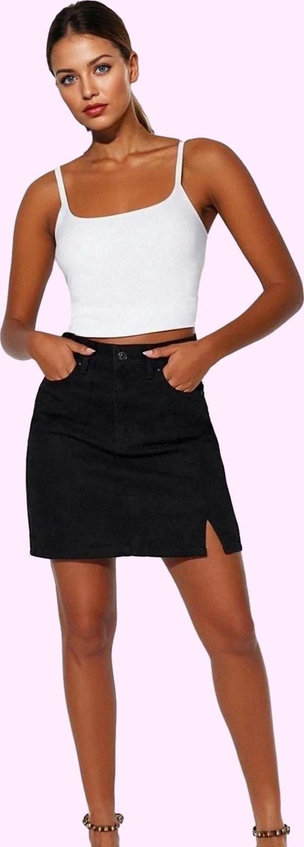 Kadın Denim Mini Etek Yüksek Bel Pamuk Casual Stil Günlük Kullanım Yaz Aylarının Vazgeçilmezi - Image 1
