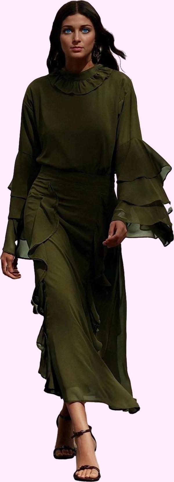 Kadın Maxi Etek Ramadan Koleksiyonu 100% Polyester Şifon Kumaş Günlük Kullanım Özel Günler - Image 1