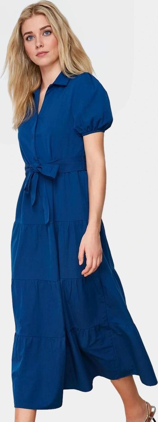 Rahat ve Şık Terrycotton Maxi Elbise Skater Kalıp Gömlek Yaka Günlük Kullanım İçin Modern Stil - Image 1