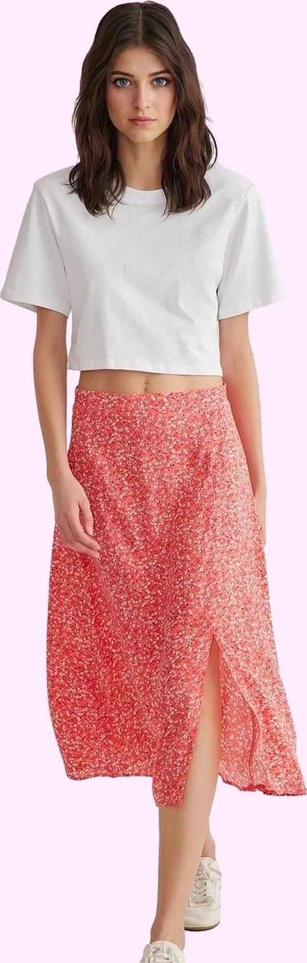 Kadın Viskoz Midi Boy A line Etek Casual Günlük Yaz Kullanımı İçin Yüksek Bel Modern Tasarım - Image 1