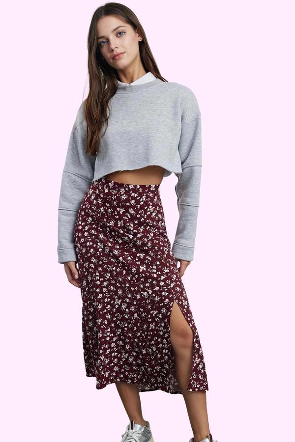 Kadın Viskoz Midi Boy A line Etek Casual Günlük Yaz Kullanımı İçin Yüksek Bel Modern Tasarım - Image 1