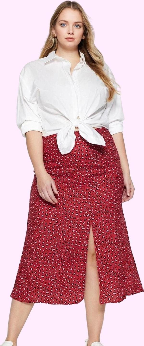 Kadın Büyük Beden Viskoz Dokuma Etek A line Şıklığı Casual Tarzı Midi Boy Günlük Kombinler - Image 1