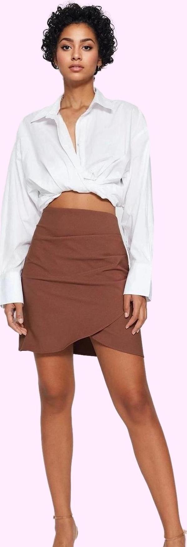 Kadın Kemerli Yüksek Bel Mini Etek Sarong Silüet Günlük Kombinler Yaz Aylarının Vazgeçilmezi - Image 1