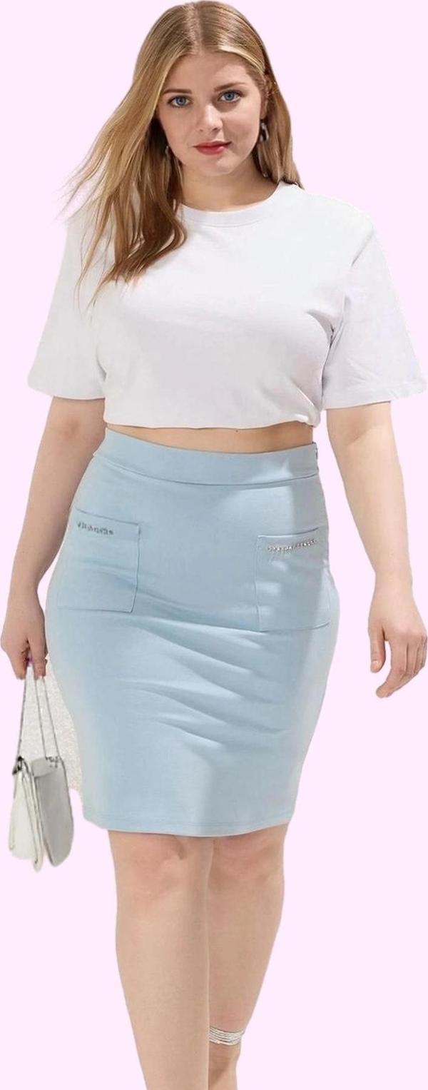 Kadın Büyük Beden Mini Örme Etek Pamuk Günlük Kombinler Hafta Sonu Yaz Aylarının Vazgeçilmezi - Image 1