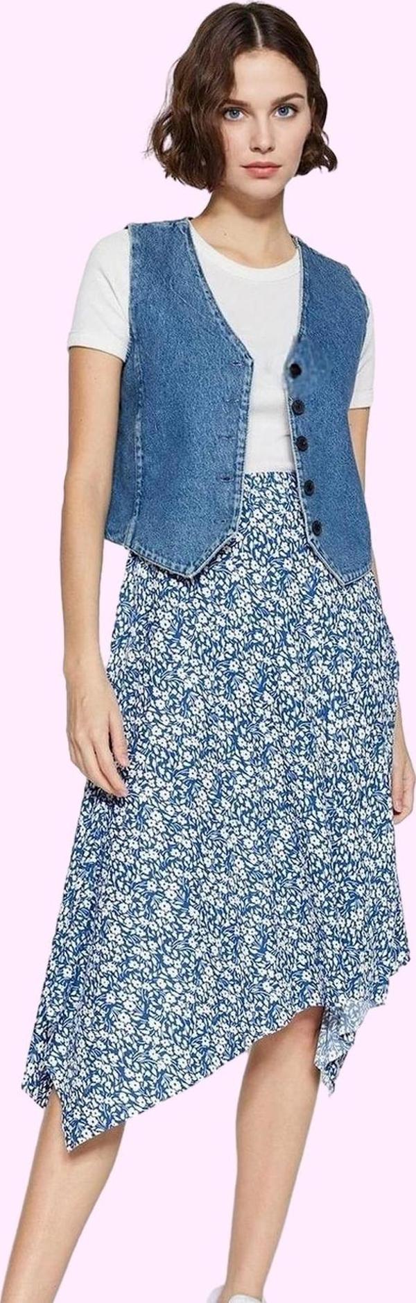 Kadın Yüksek Bel Midi Etek Zebra Desenli Asimetrik Kesim Örme Kumaş Günlük Kombin Hafta Sonu - Image 1