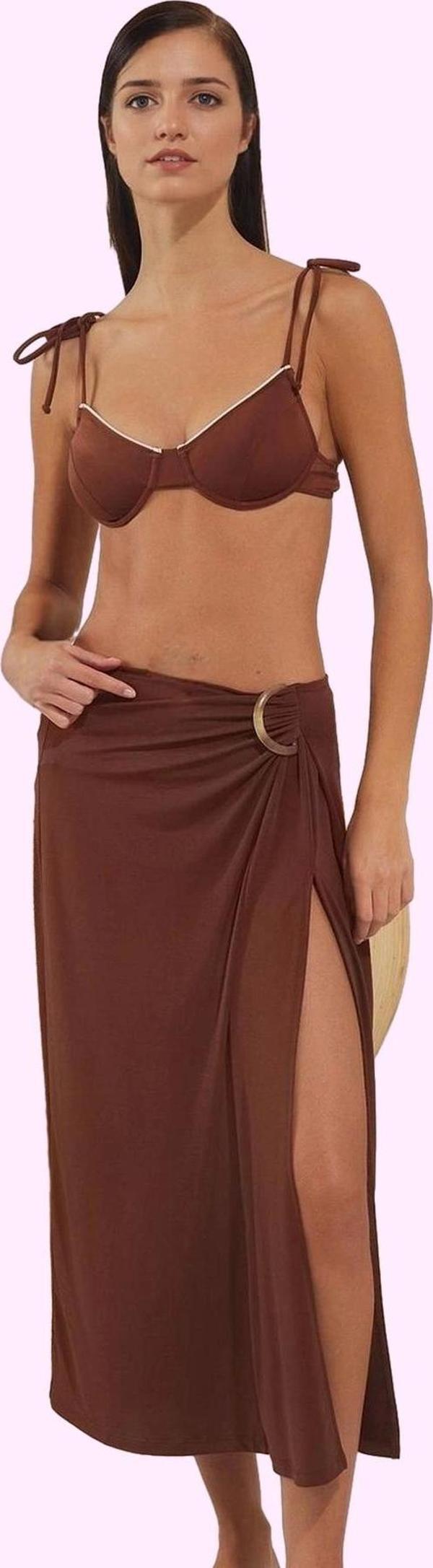 Kadın A line Plaj Eteği; Vücuda Oturan Örme Kumaş Midi Boy Günlük Kullanım Kaliteli Malzeme - Image 1