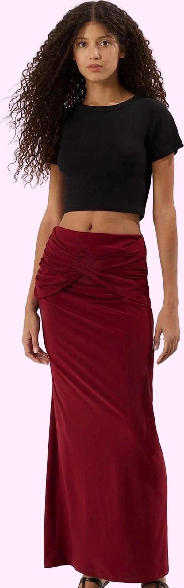 Kadın Aksesuar Detaylı Yüksek Bel Maxi Örme Balık Etek; Gündüz ve Gece Şıklığı Günlük Kullanım - Image 1
