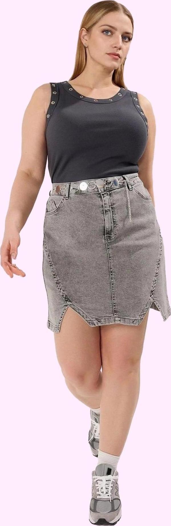 Kadın Mini Denim Etek Renk Yüksek Bel A line Pamuk Yaz Kombinleri Günlük Kullanım Hafta Sonu - Image 1