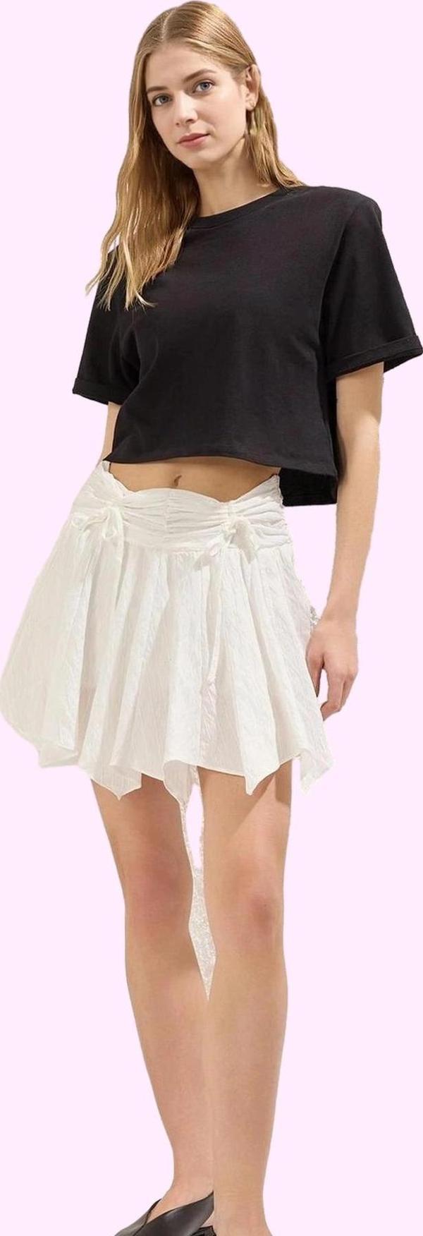 Kadın Mini Etek Asimetrik Kesim Crinkle Dokuma Yazlık Kombinler Yaz Aylarının Vazgeçilmezi - Image 1