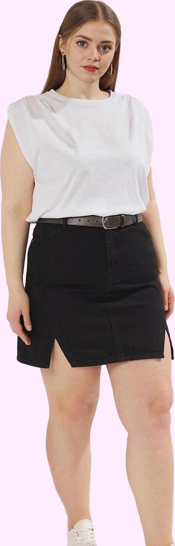 Kadın Mini Denim Etek Renk Yüksek Bel A line Pamuk Yaz Kombinleri Günlük Kullanım Hafta Sonu - Image 1