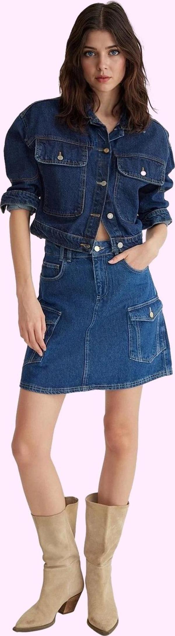 Kadın Denim A line Mini Etek Pamuk Yaz Aylarının Vazgeçilmezi Günlük Kullanım Modern Tasarım - Image 1