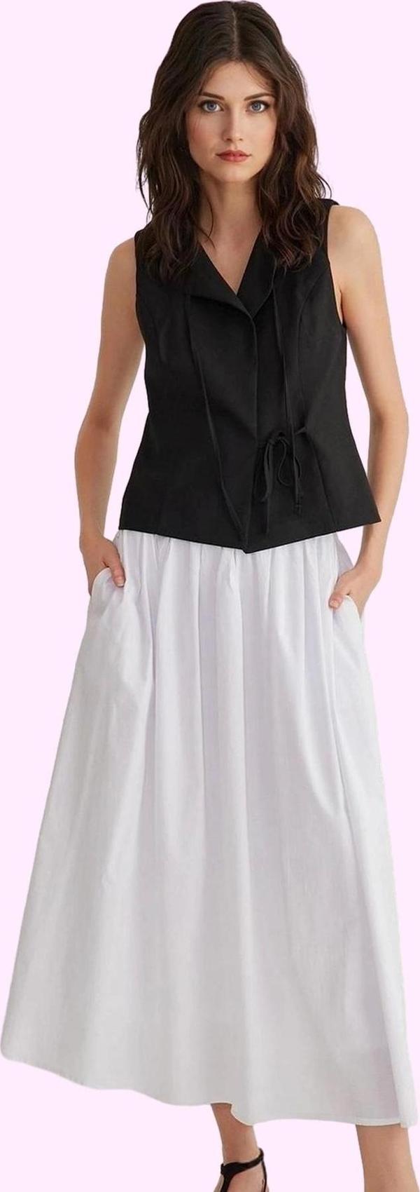 Kadın Maxi Etek Yüksek Bel Kloş Dokuma Kumaş Günlük Stil Hafta Sonu Yaz Aylarının Vazgeçilmezi - Image 1