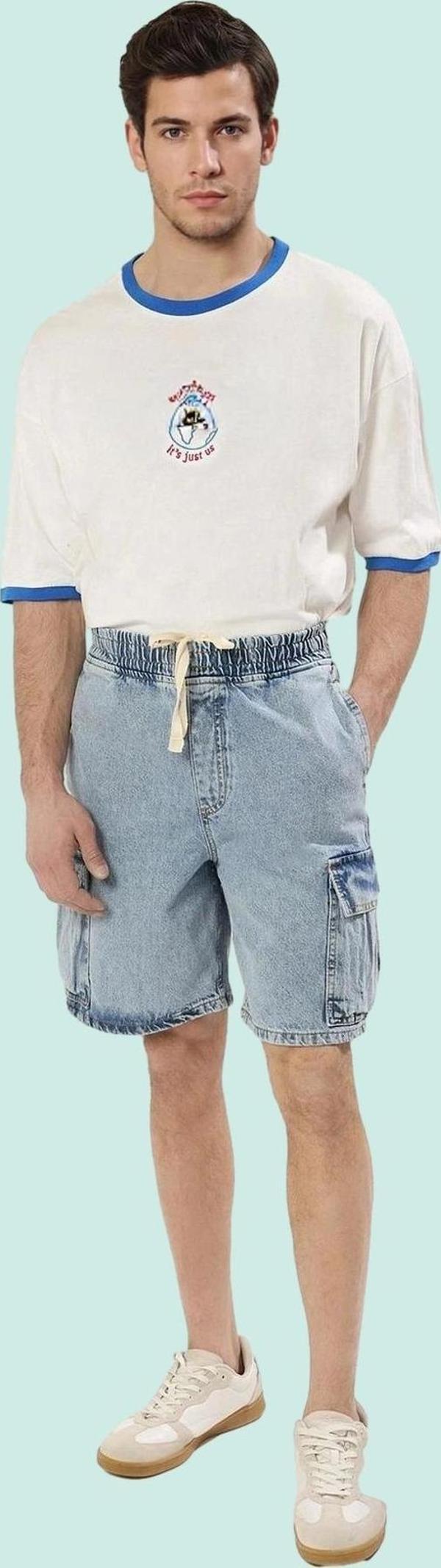 Erkek Kısa Boy Denim Şort Pamuk Renk Geniş Paça Rahat Günlük Kombinler Yaz Aylarının Vazgeçilmezi - Image 1