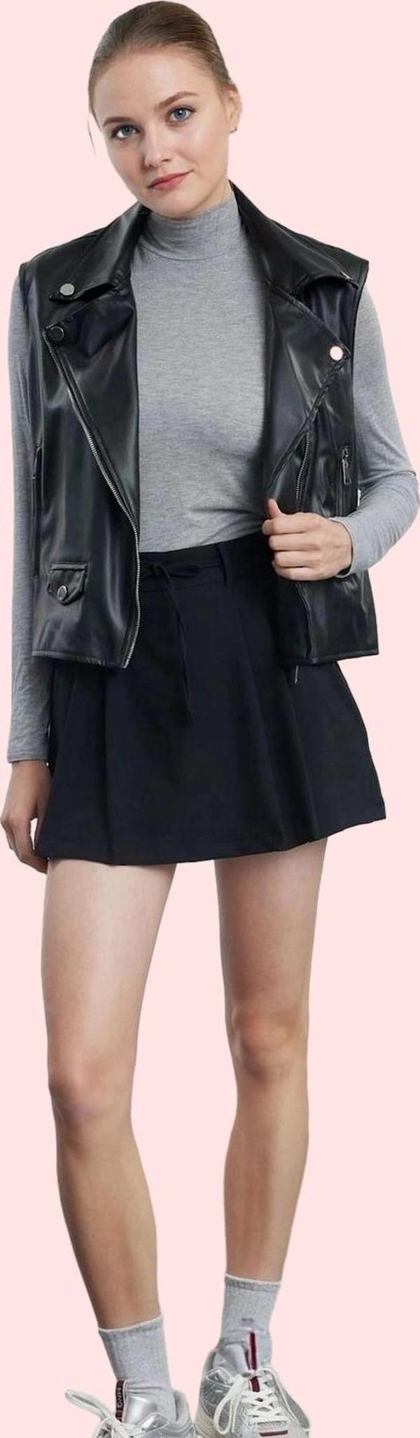 Kadın Yüksek Bel Mini Şort Etek Polyester Elastan Kış Aylarının Vazgeçilmezi Günlük Kullanım - Image 1