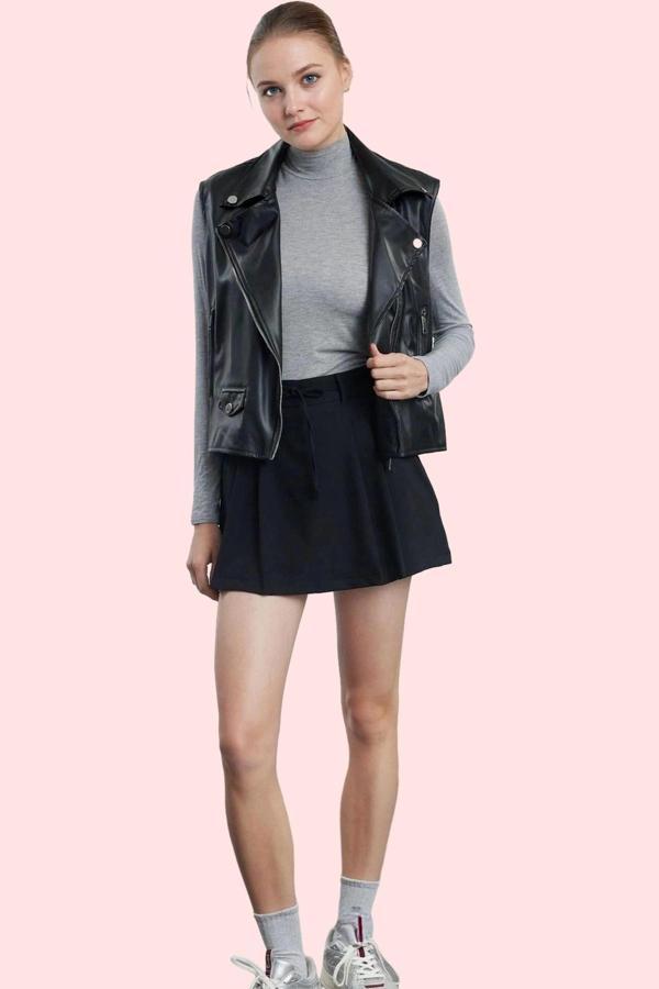 Kadın Yüksek Bel Mini Şort Etek Polyester Elastan Kış Aylarının Vazgeçilmezi Günlük Kullanım - Image 1