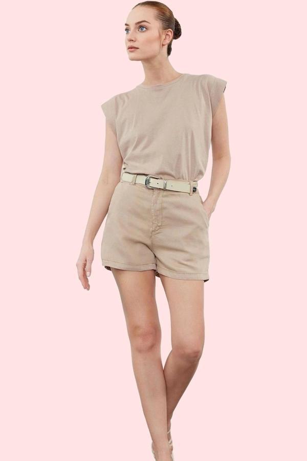 Kadın Denim Şort Yüksek Bel City Short Kalıp Nefes Alan Kumaş Günlük Kullanım Modern Tasarım - Image 1
