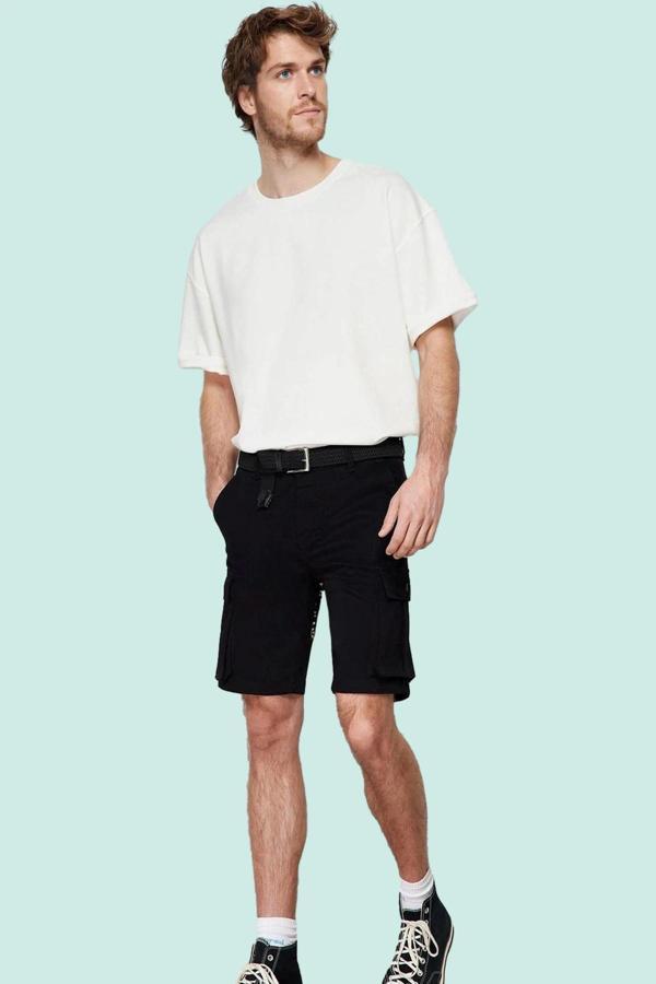 Erkek Kısa Boy Gabardin Şort Cep Detaylı Rahat Kalıp Yazlık Günlük Kullanım Modern Tasarım - Image 1
