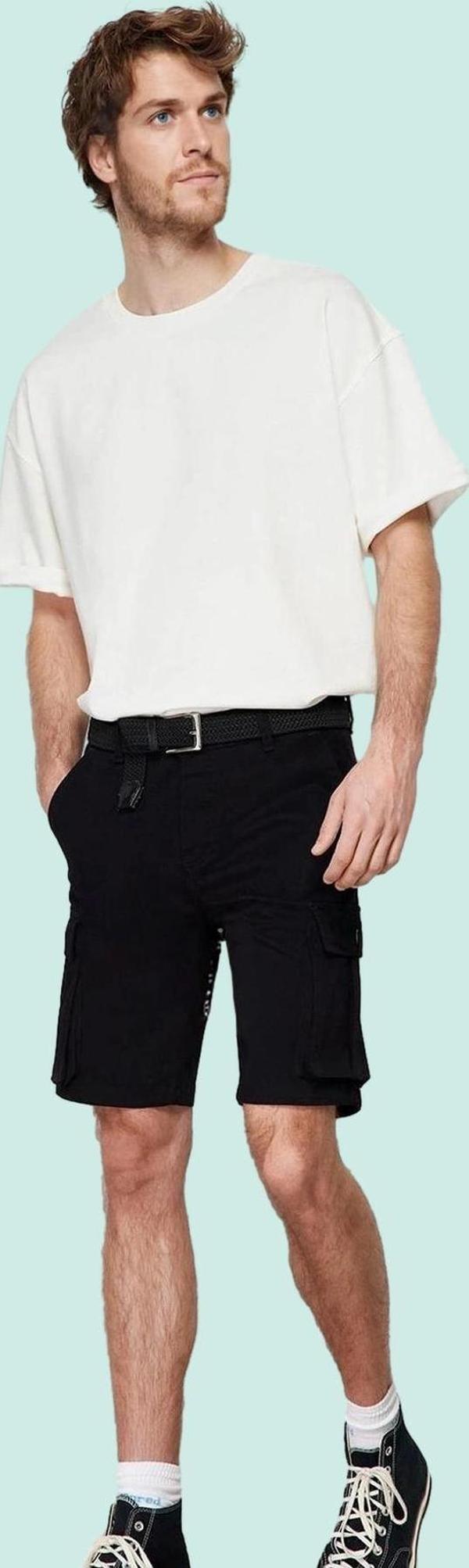 Erkek Kısa Boy Gabardin Şort Cep Detaylı Rahat Kalıp Yazlık Günlük Kullanım Modern Tasarım - Image 1