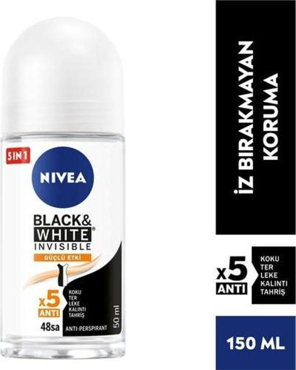 Nivea Kadın Roll On Deodorant Black & White Invisible Güçlü Etki 50 ml - Image 1