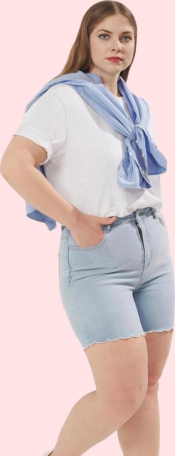 Kadın Denim Şort Yüksek Bel Kısa Boy Dar Paça Casual Günlük Kullanım Yaz Aylarının Vazgeçilmezi - Image 1