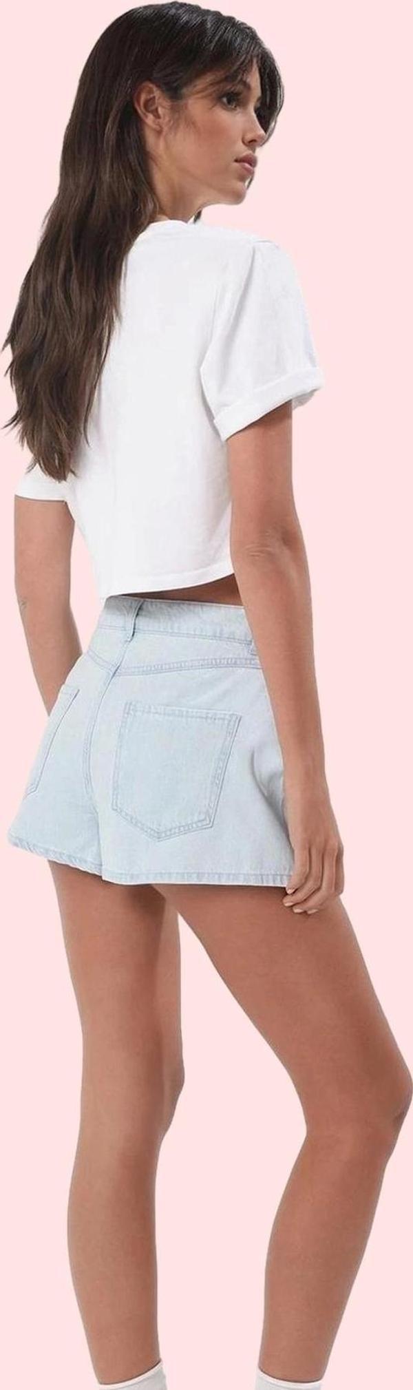 Kadın Yüksek Bel Pamuklu Denim Şort Geniş Paça Yazlık Casual Kombin Yaz Aylarının Vazgeçilmezi - Image 1