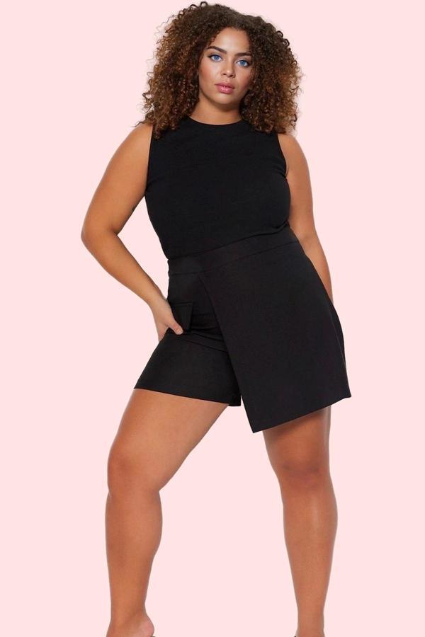 Kadın Düz Desen Şort Etek Polyester Günlük Casual Kombin Hafta Sonu Yaz Aylarının Vazgeçilmezi - Image 1