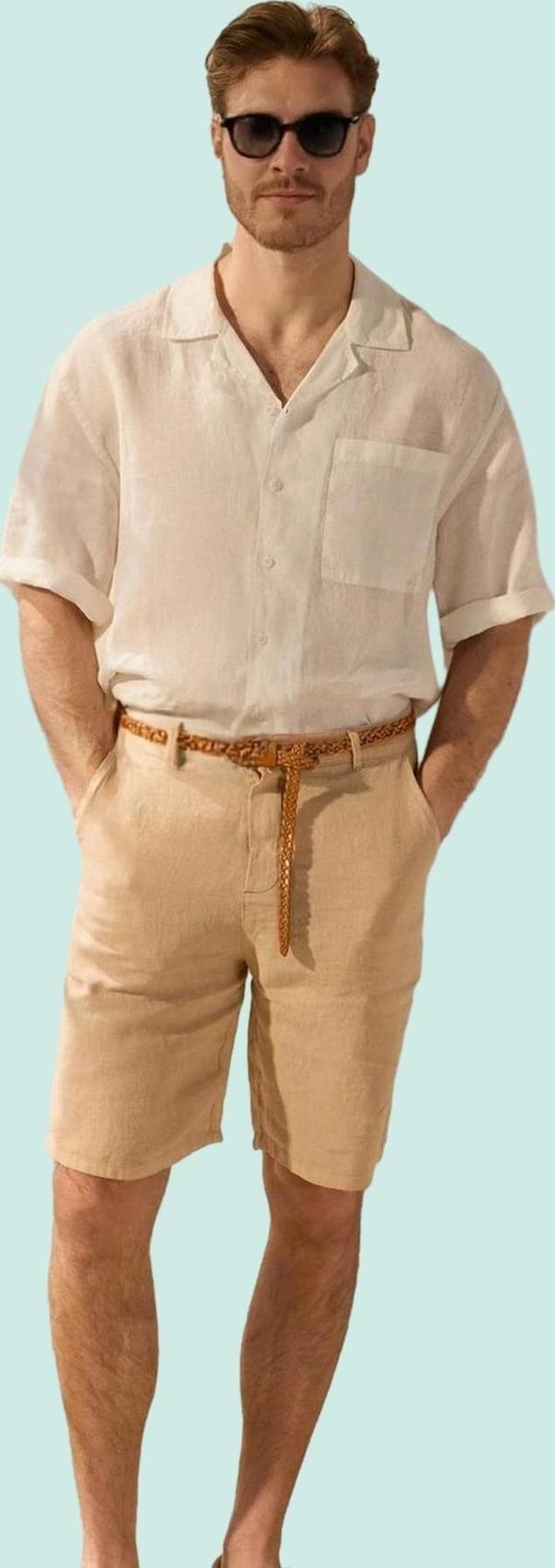 Erkek Renk Keten Şort Casual Tarz Yazlık Kısa Boy Straight Kalıp Yaz Aylarının Vazgeçilmezi - Image 1