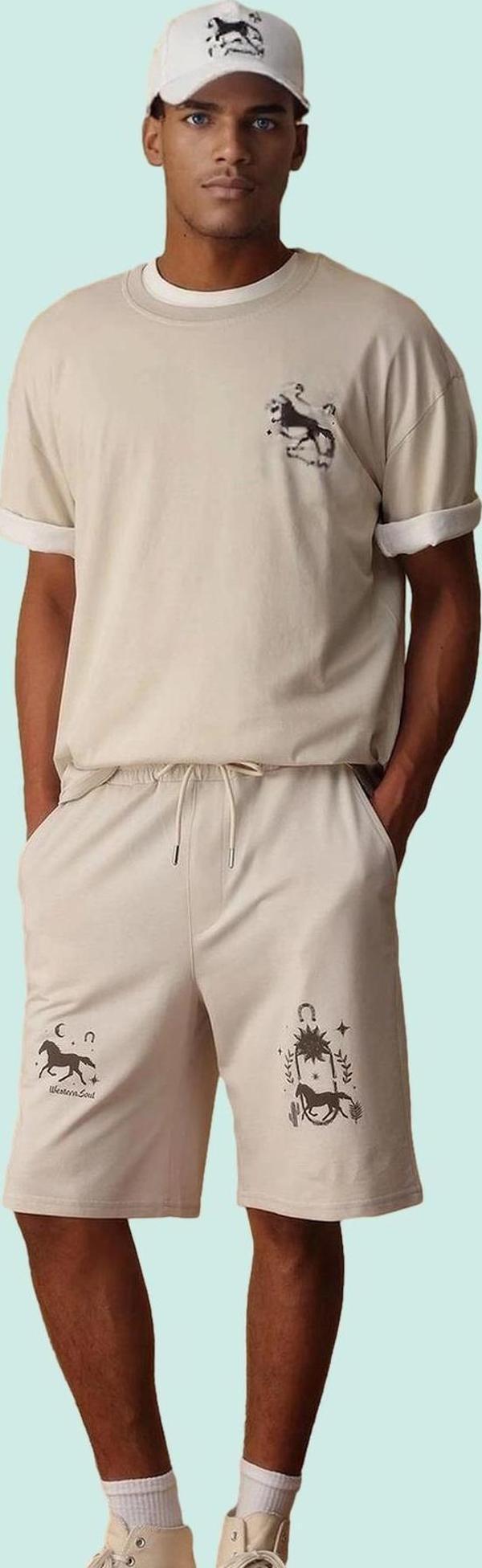 Erkek Şort Boru Paça Animal Desenli Rahat Yaz Kombinleri İçin Günlük Kullanım Modern Tasarım - Image 1