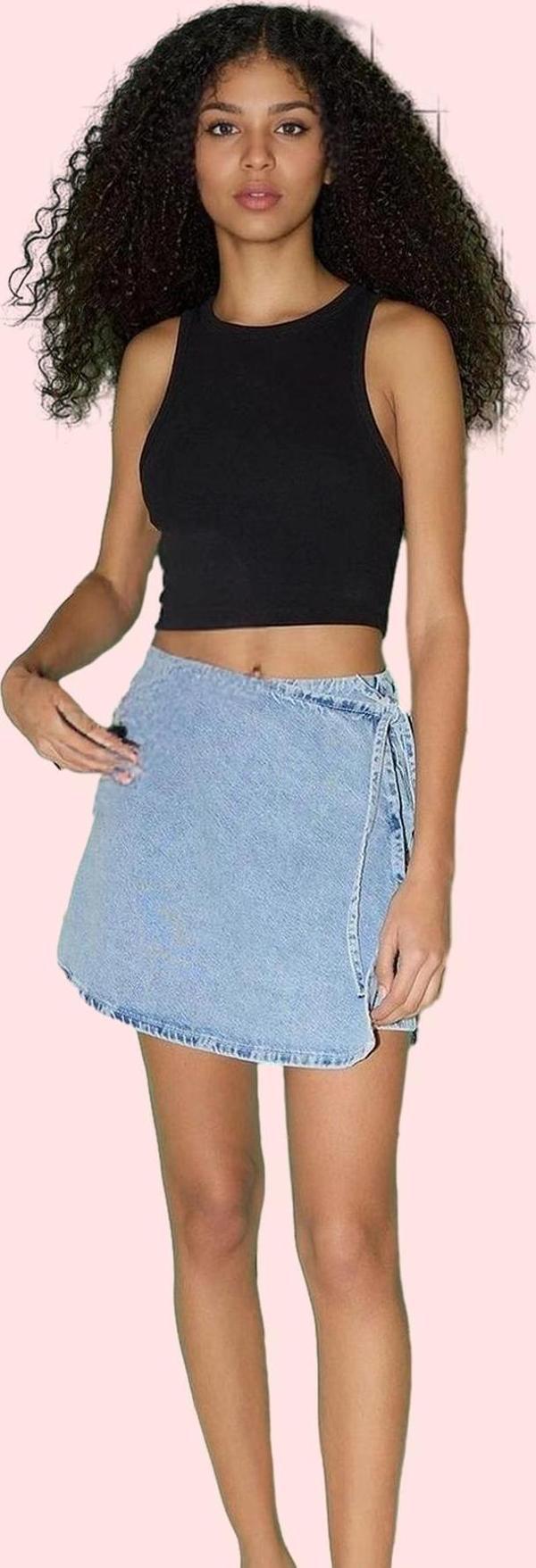 Kadın Pamuklu Denim Şort Etek; Yüksek Bel Boru Paça Düz Desen Günlük Stil Kaliteli Malzeme - Image 1