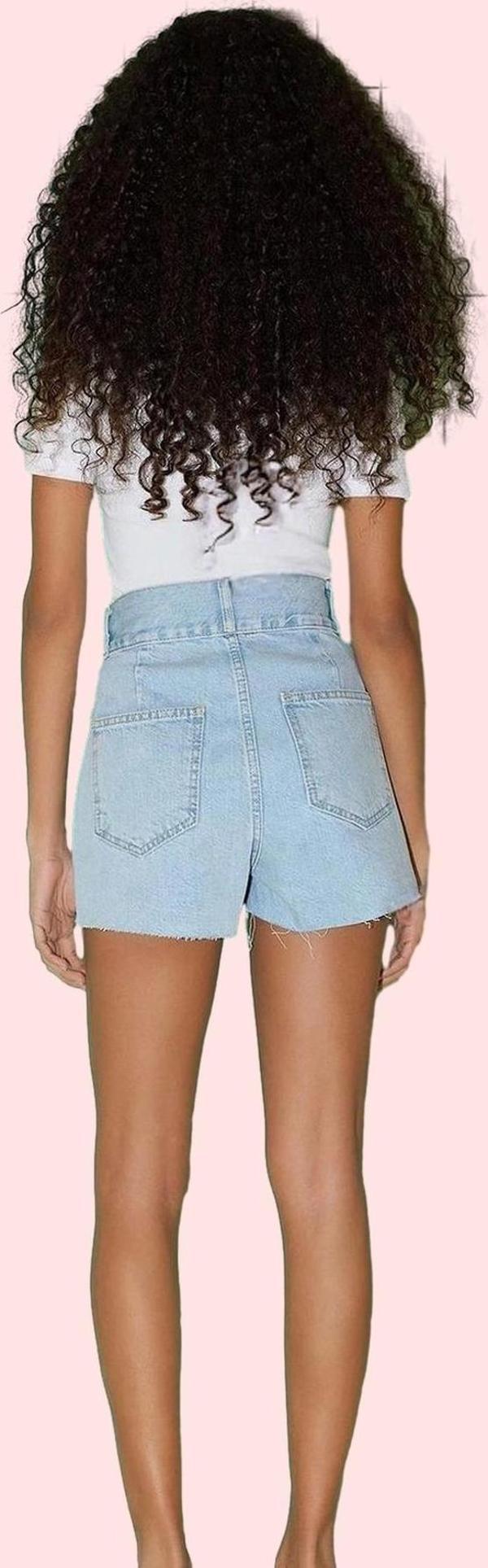 Kadın Pamuklu Denim Şort; Yüksek Bel Geniş Paça Günlük Kullanım İçin Mükemmel Modern Tasarım - Image 1