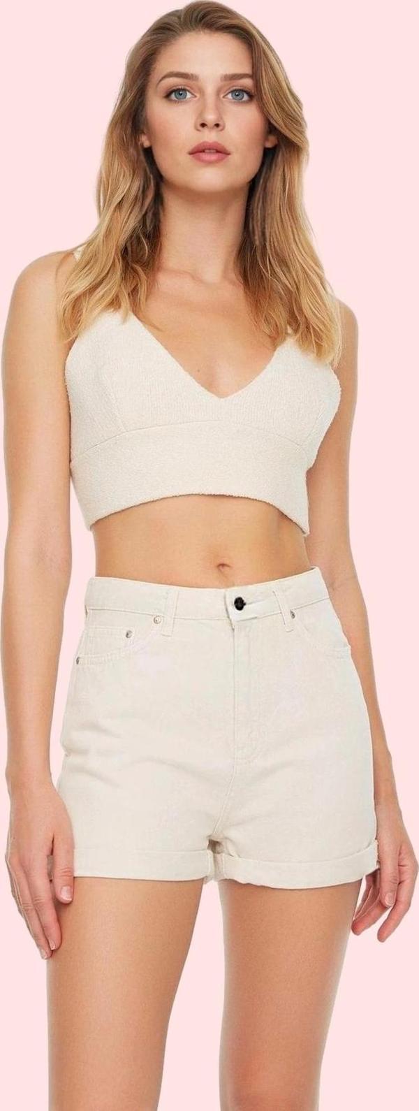 Kadın Denim Şort Yüksek Bel Pamuk City Short Rahat Günlük Hafta Sonu Yaz Aylarının Vazgeçilmezi - Image 1