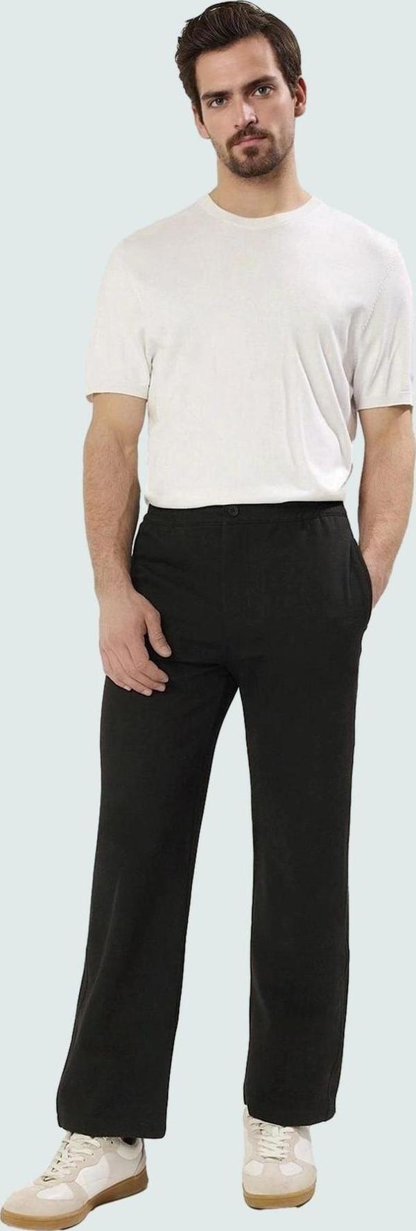 Erkek Dokulu Straight Pantolon; Rahat Şık ve Günlük Kombinler İçin İdeal Dayanıklı Malzeme - Image 1
