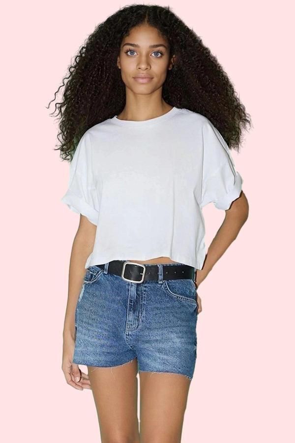 Kadın Pamuk Denim Mini Şort Normal Bel Düz Desen Rahat Günlük Kullanım Yaz Aylarının Vazgeçilmezi - Image 1