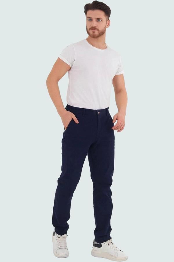 Erkek Slim Fit Uzun Boy Chino Pantolon Esnek Gabardin Kumaş Günlük Kullanım Modern Tasarım - Image 1